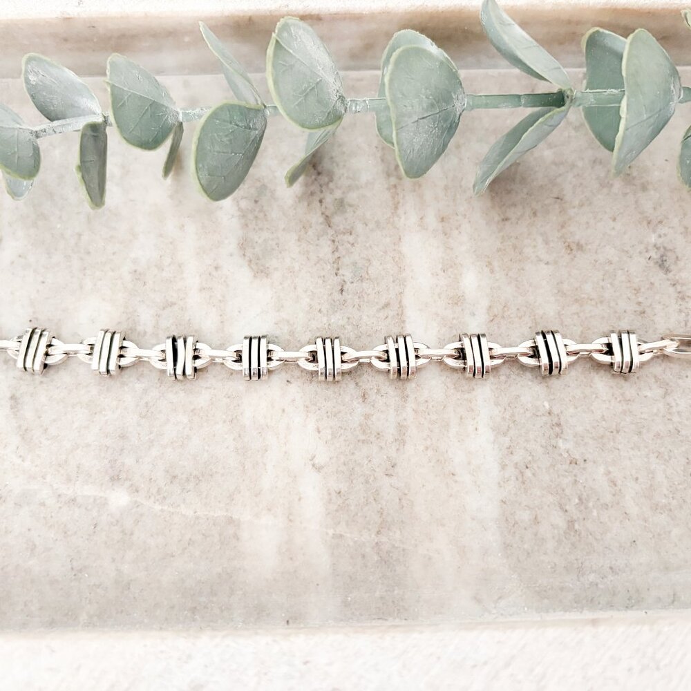 925 Sterling Silver Chain Link Bracelet Modern Trendy Link Bracelet - Picture 5 of 9
